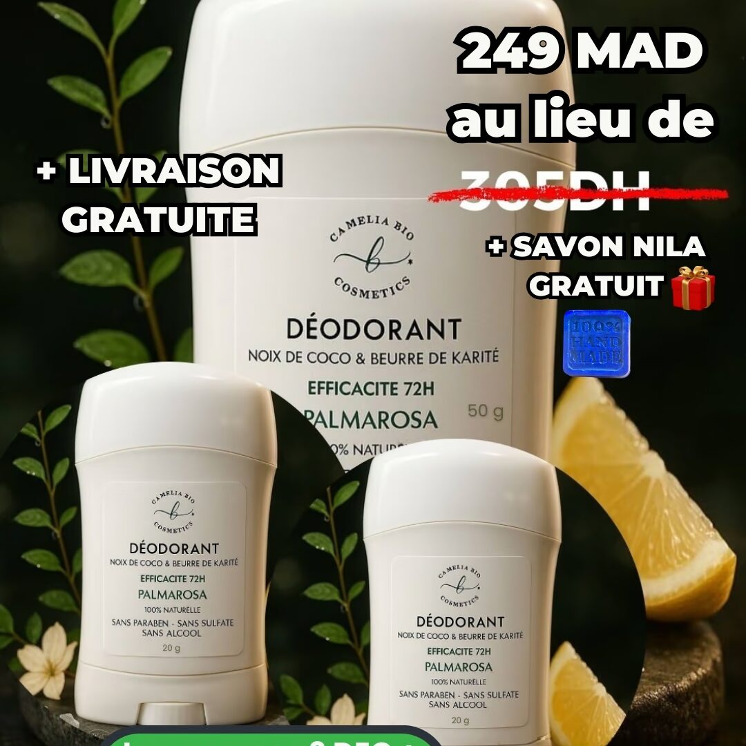 3 DEODORANTS NATURELLE + SAVON VISAGE NILA GRATUIT